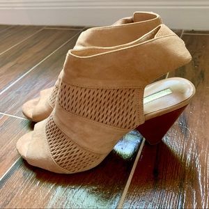 Suede Peep Toe Booties